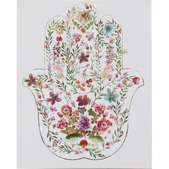 Parchment Print Floral Hamsa