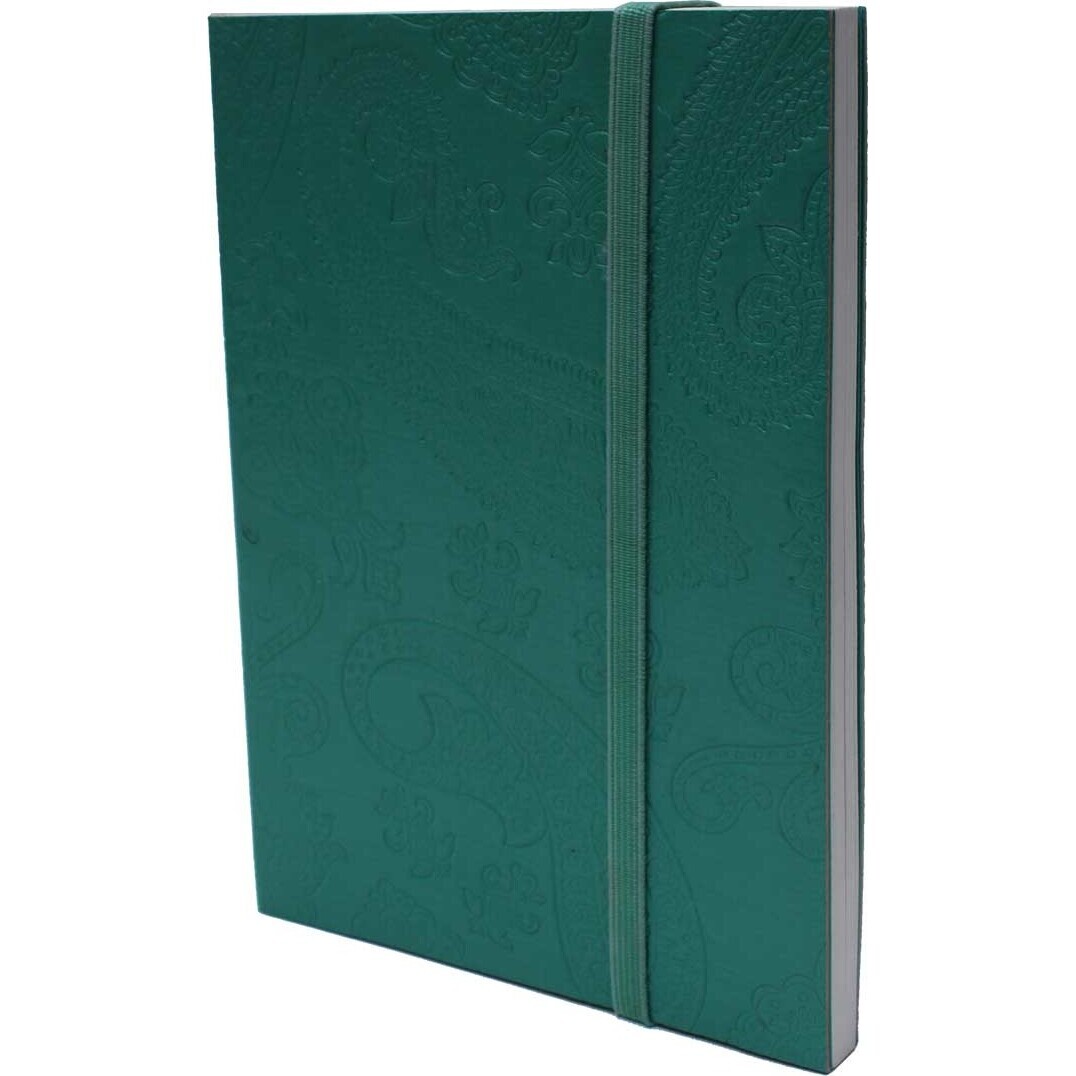 Teal Leather Notebook Paisley