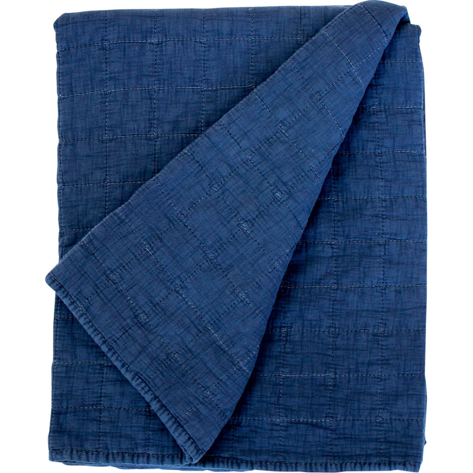 Throw Quilted Cotton Squares Navy