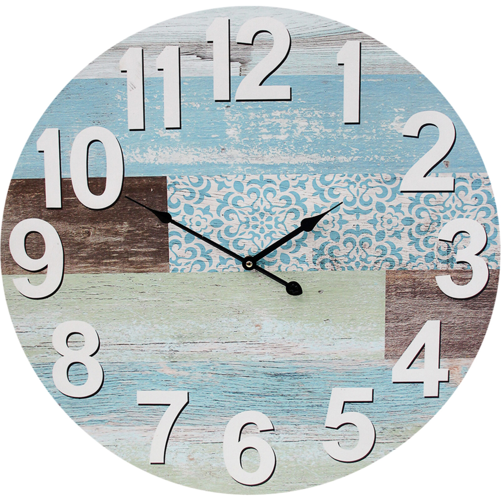 Clock Mixed Media Pastel Blue 58cm