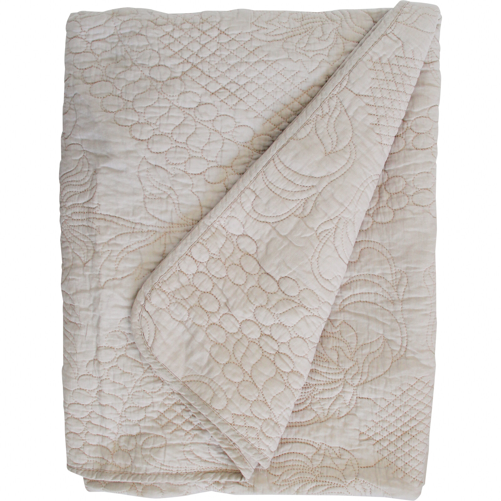 Quilted Throw/ Bedspread Ivory