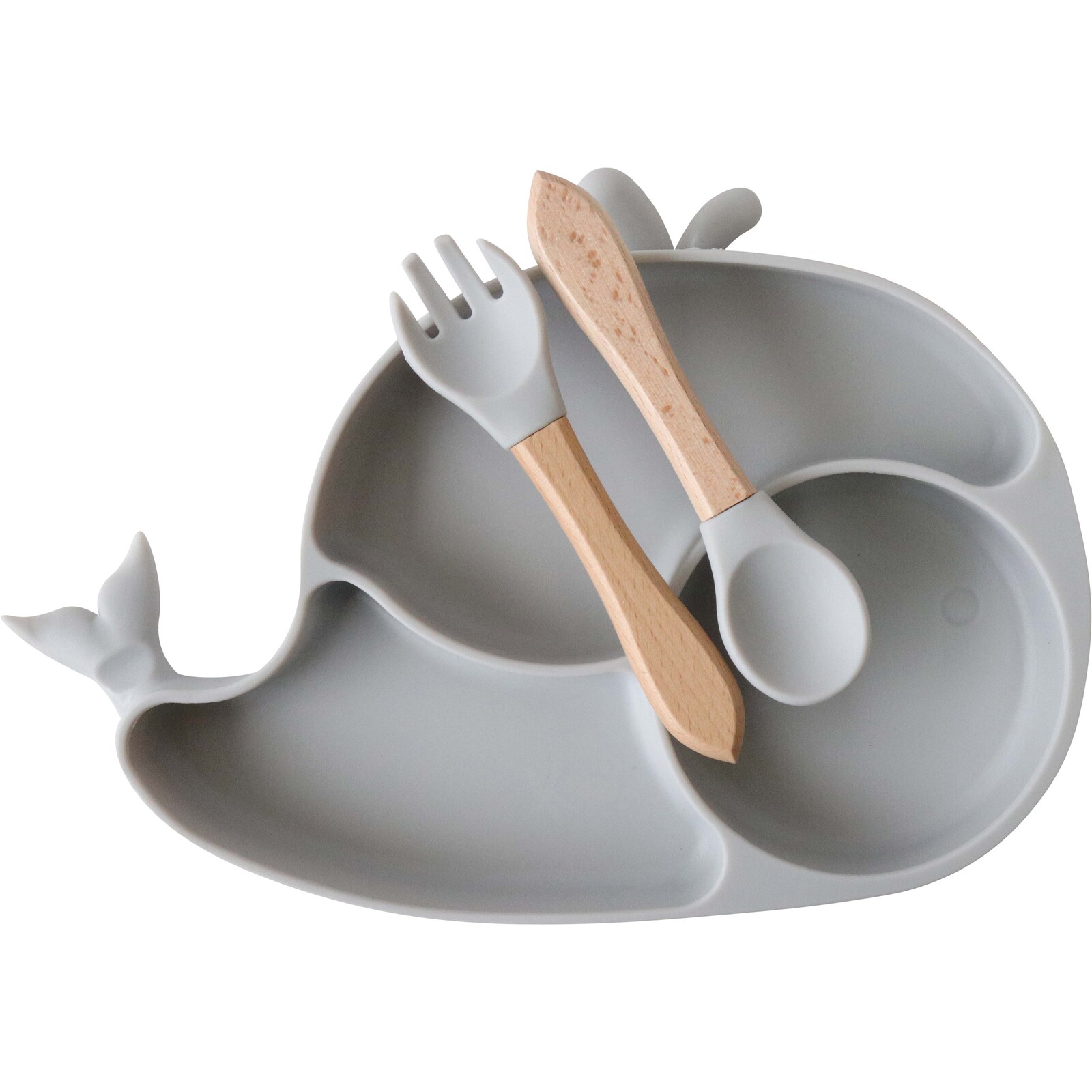 Silicone Bowl Set Whale Grey