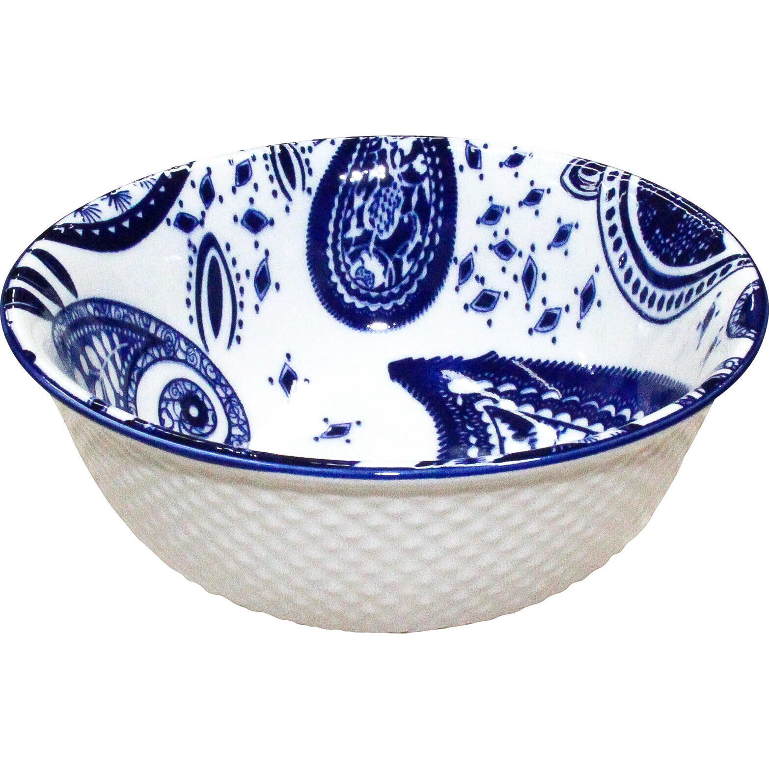 Bowl Med Blue Paisley