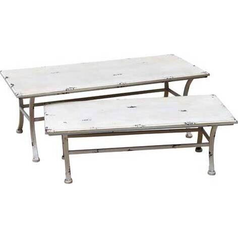 Mini Bench Whitewash S/2