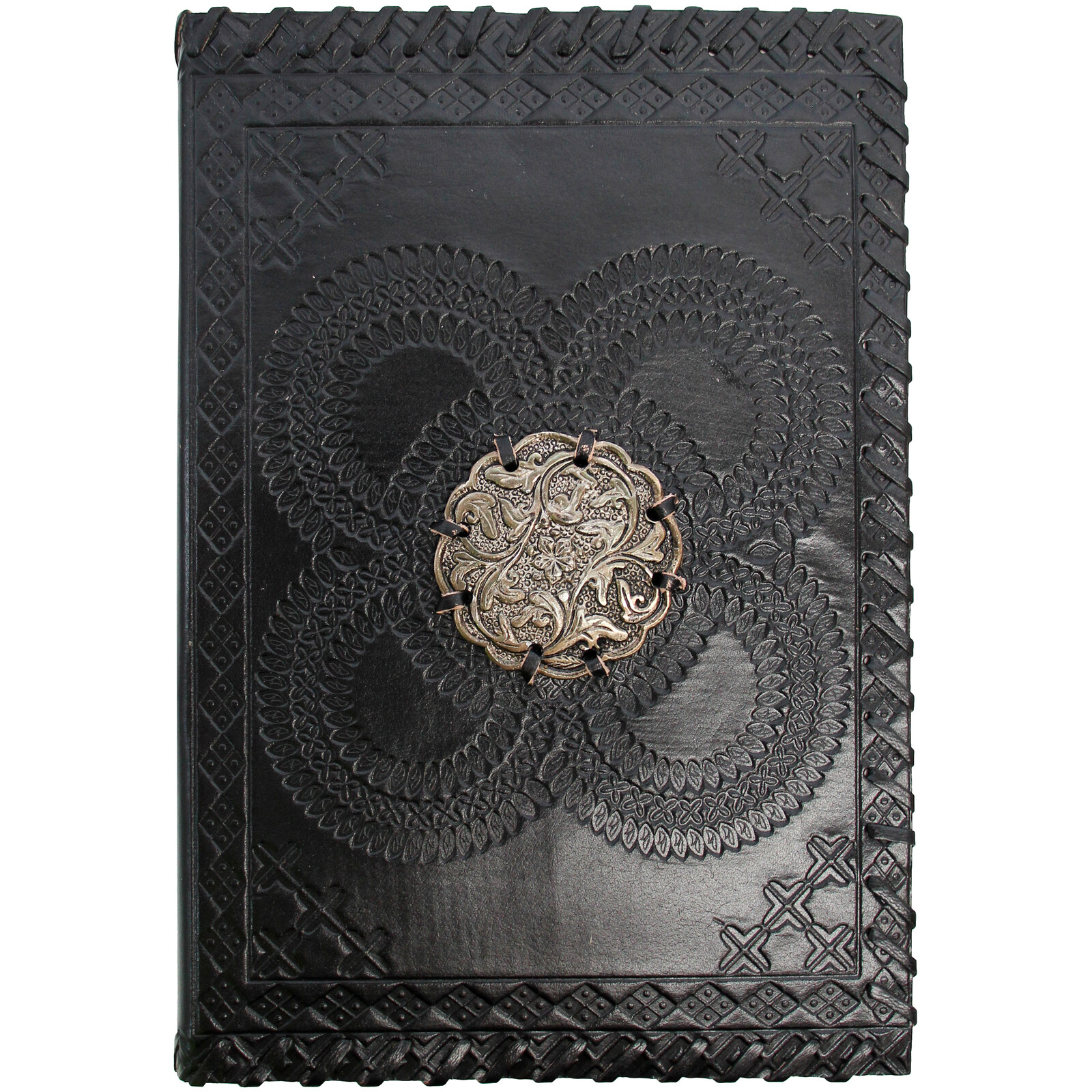 Leather N/Book Lrg Black Medal