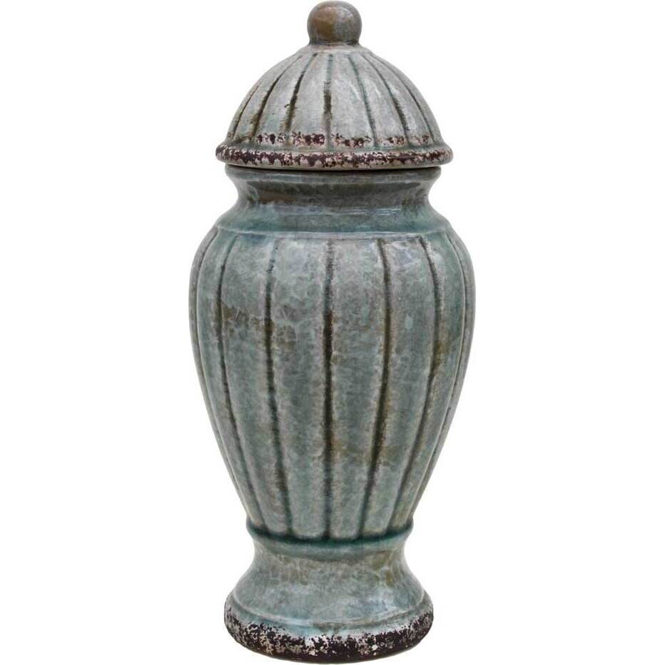 Lidded Urn Smoke Blue