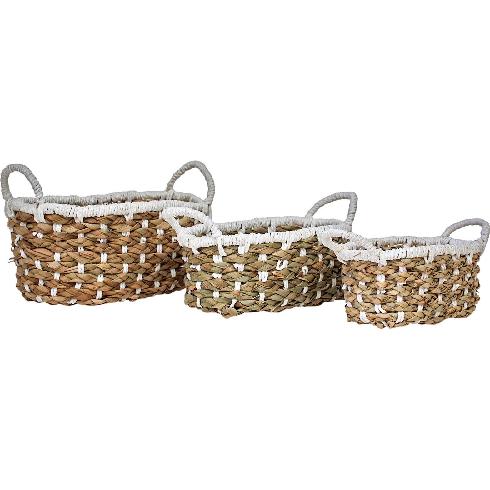 Woven Oval Storage Tubs
Nat/White S/2