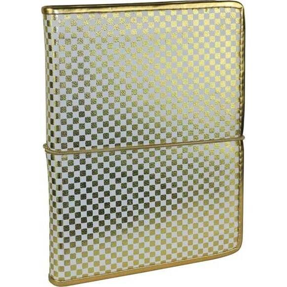  Leather Notebook Gold Check Large