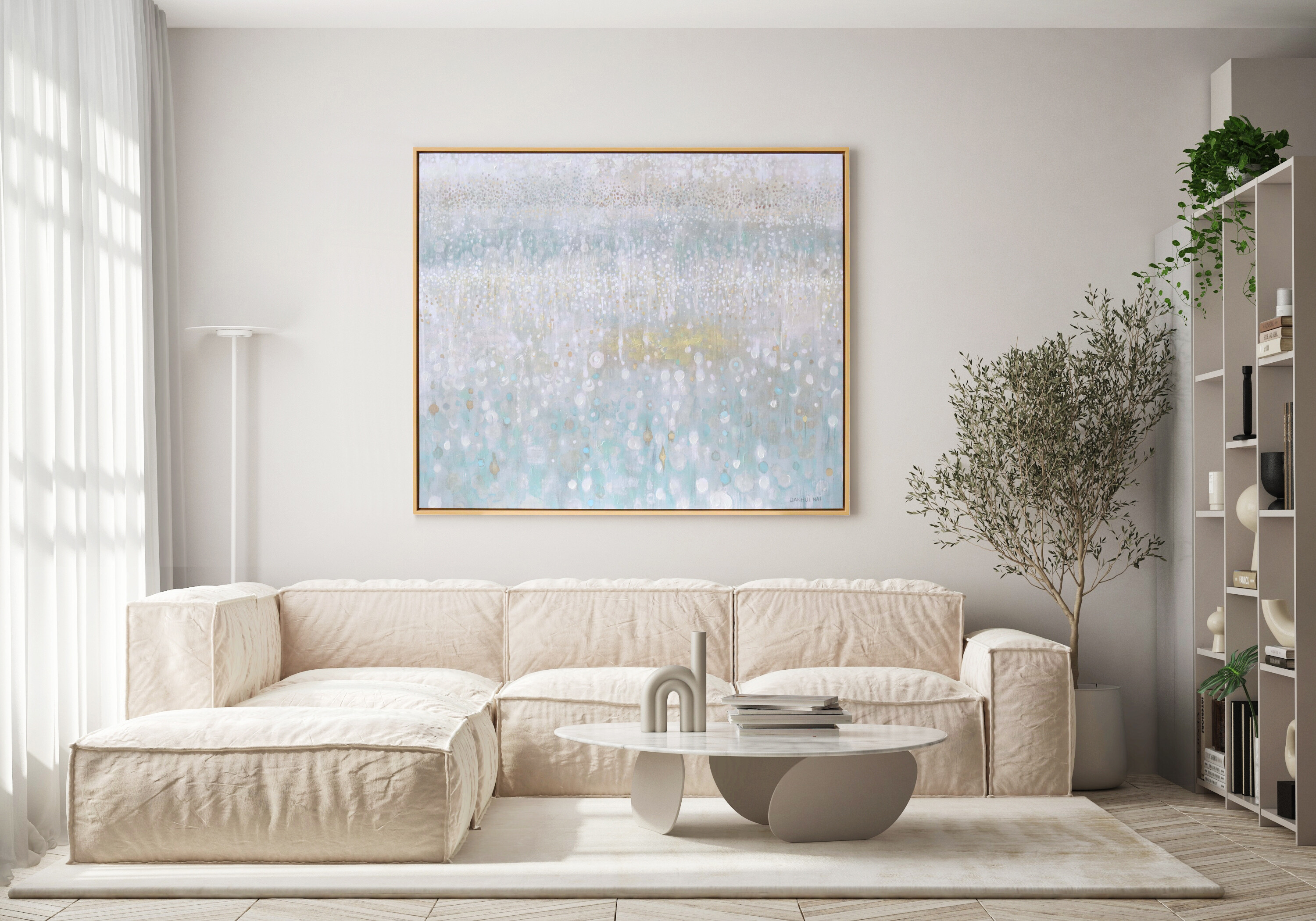 Framed Canvas Rain Neutral