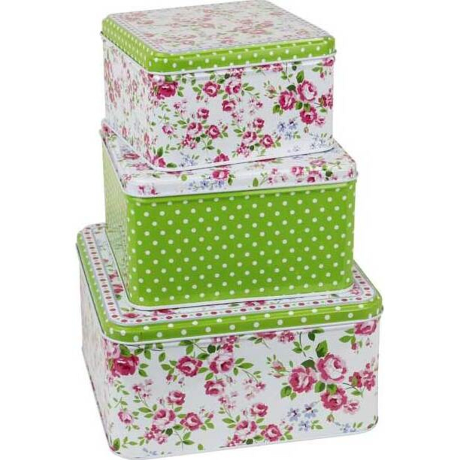 Cake Tins Floral Green S/3