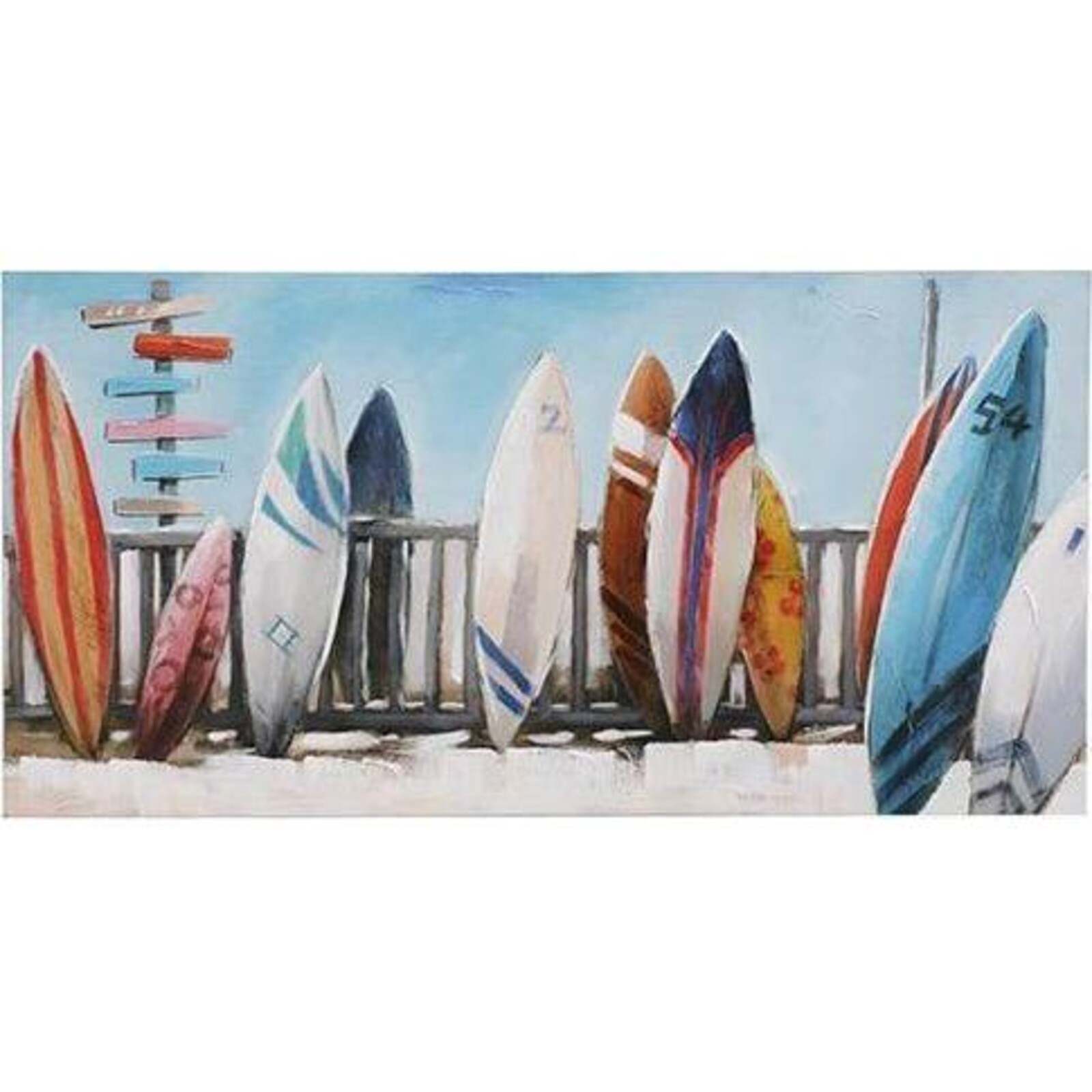 Oil painting Beach side boards