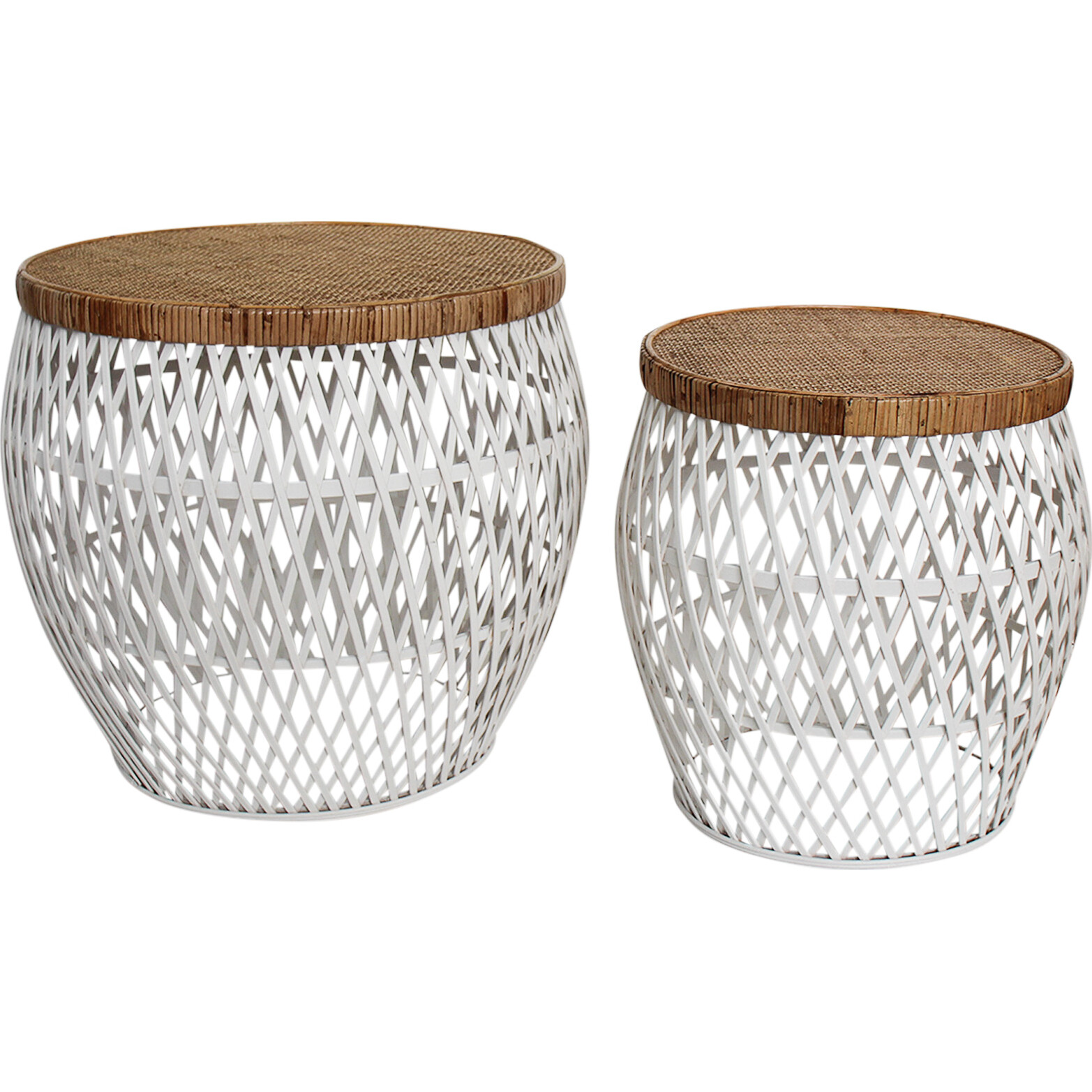 Tables S/2 Portland Rattan Nat/Wh