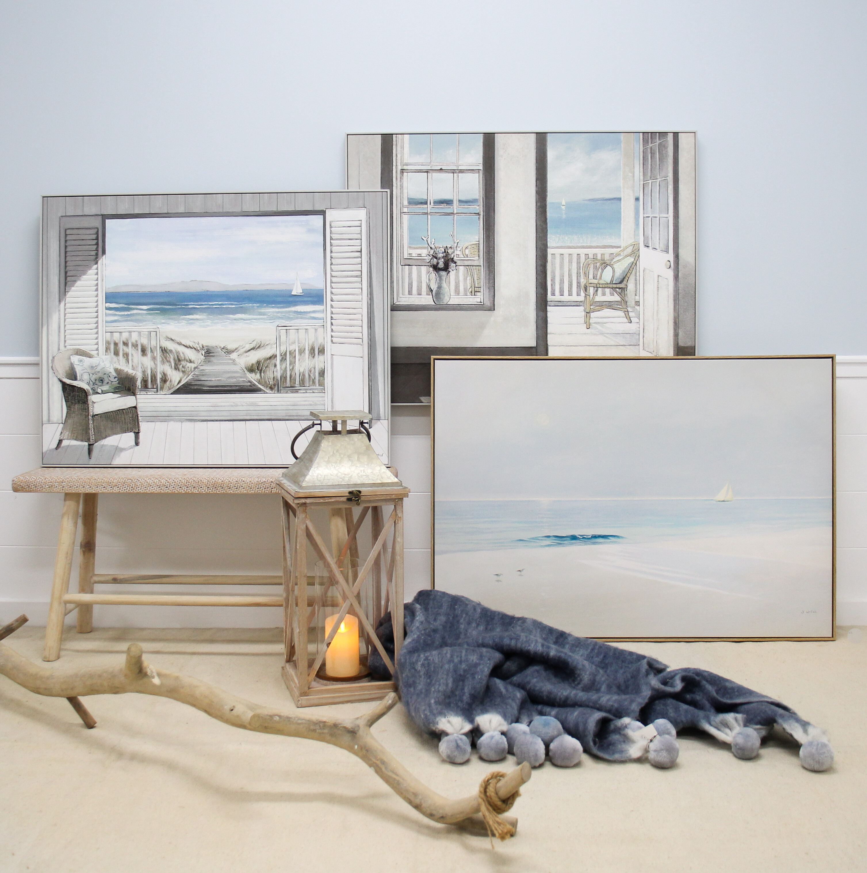 Framed Canvas Serene Beach