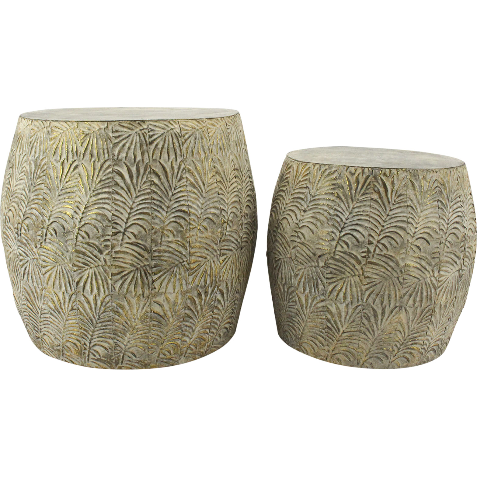 Planter/Stool Textured Leaf S/2