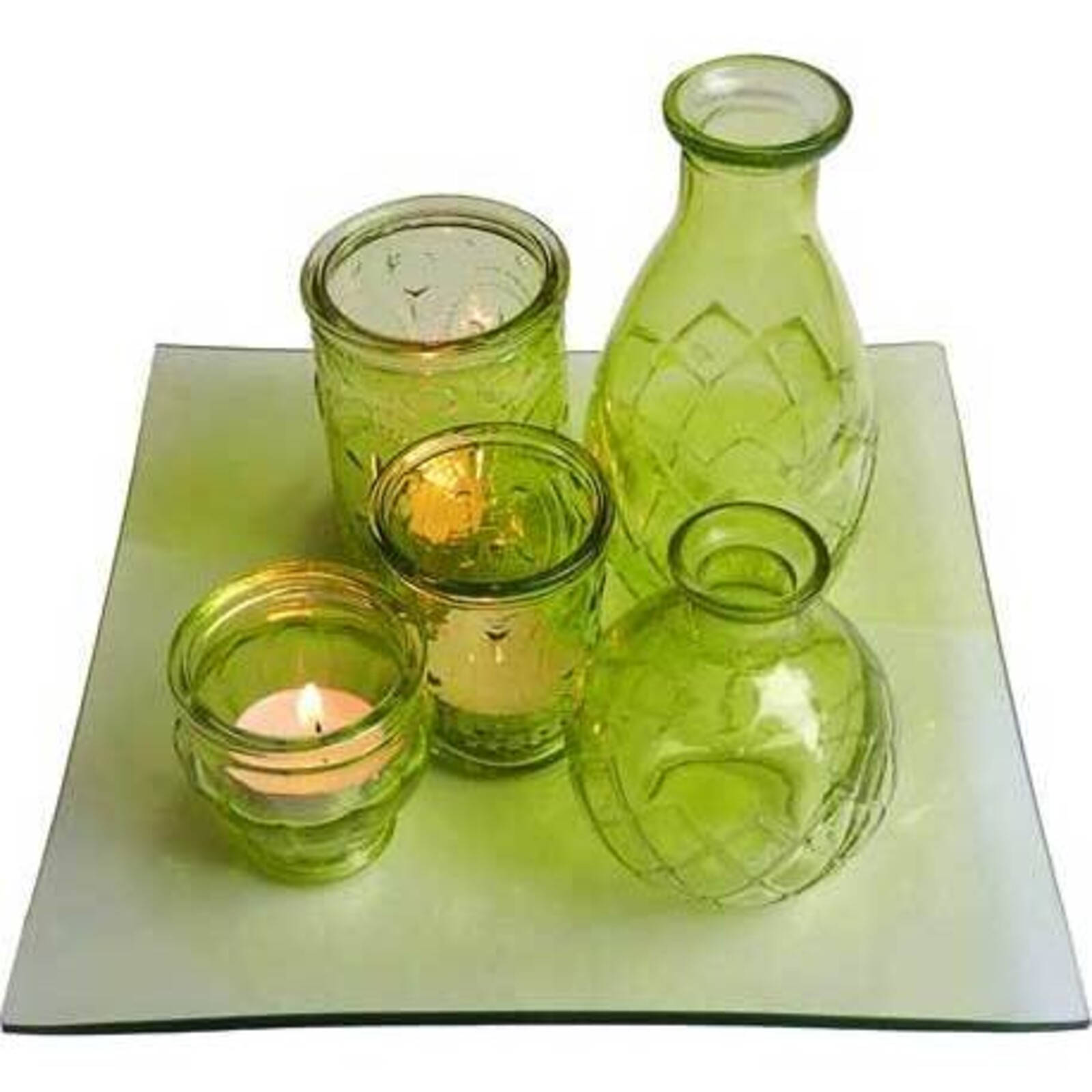 Glass Votive Set Lime Green