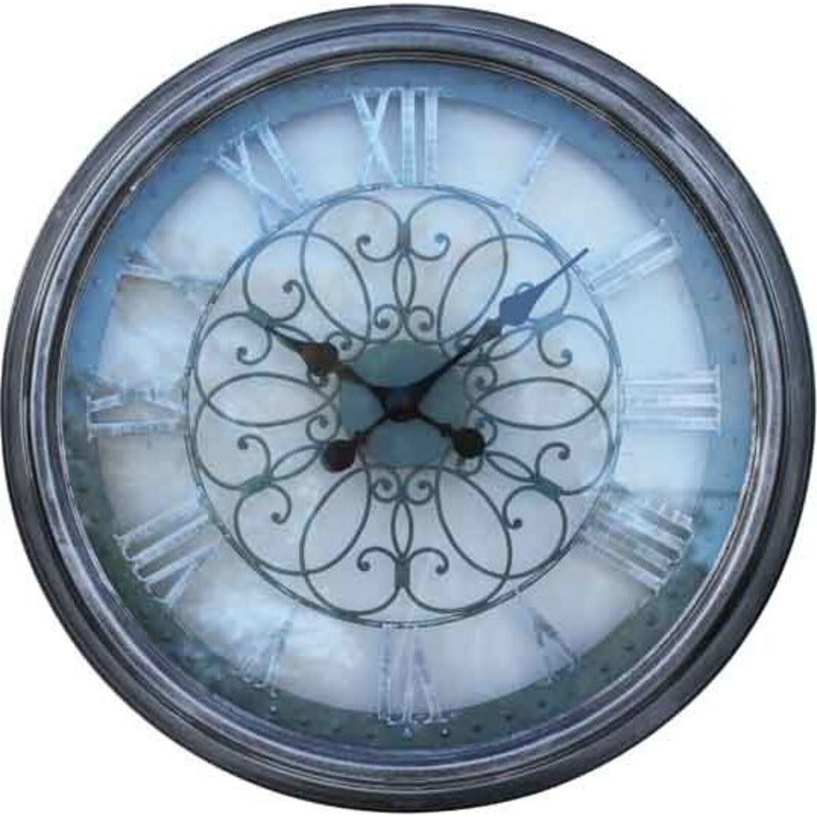 Metal Clock - Silver Swirl