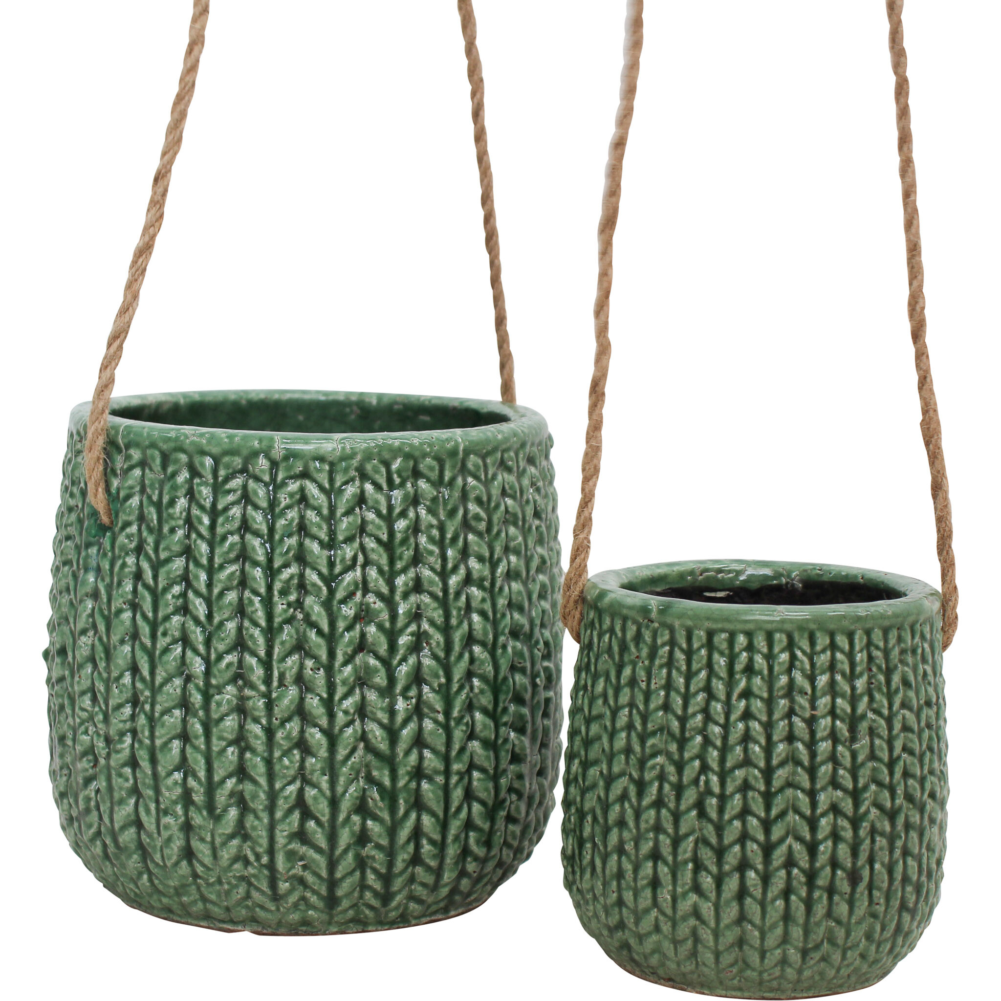 Hanging Pot S/2 Plait Jade