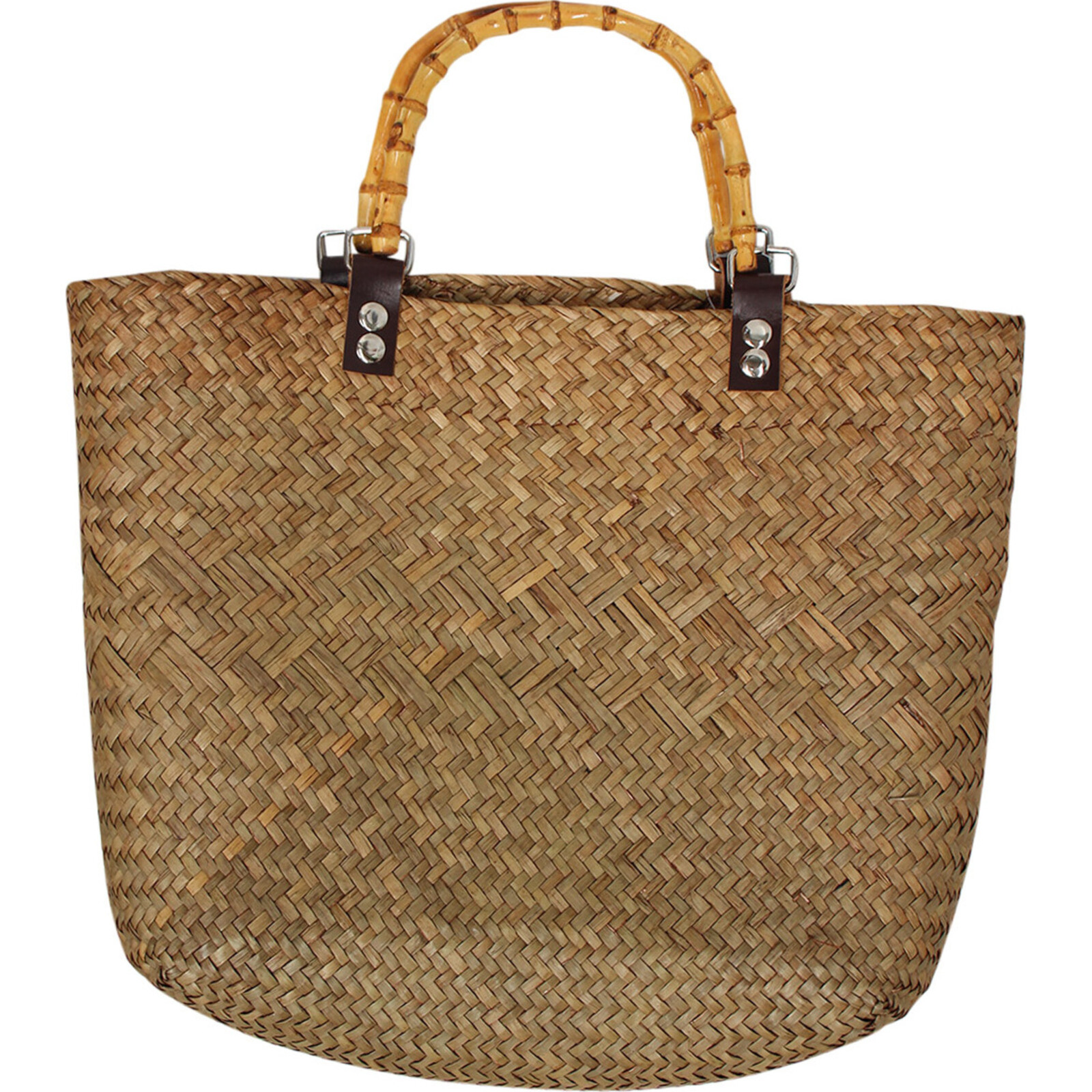 Woven Bag Nat/Bamboo Handle