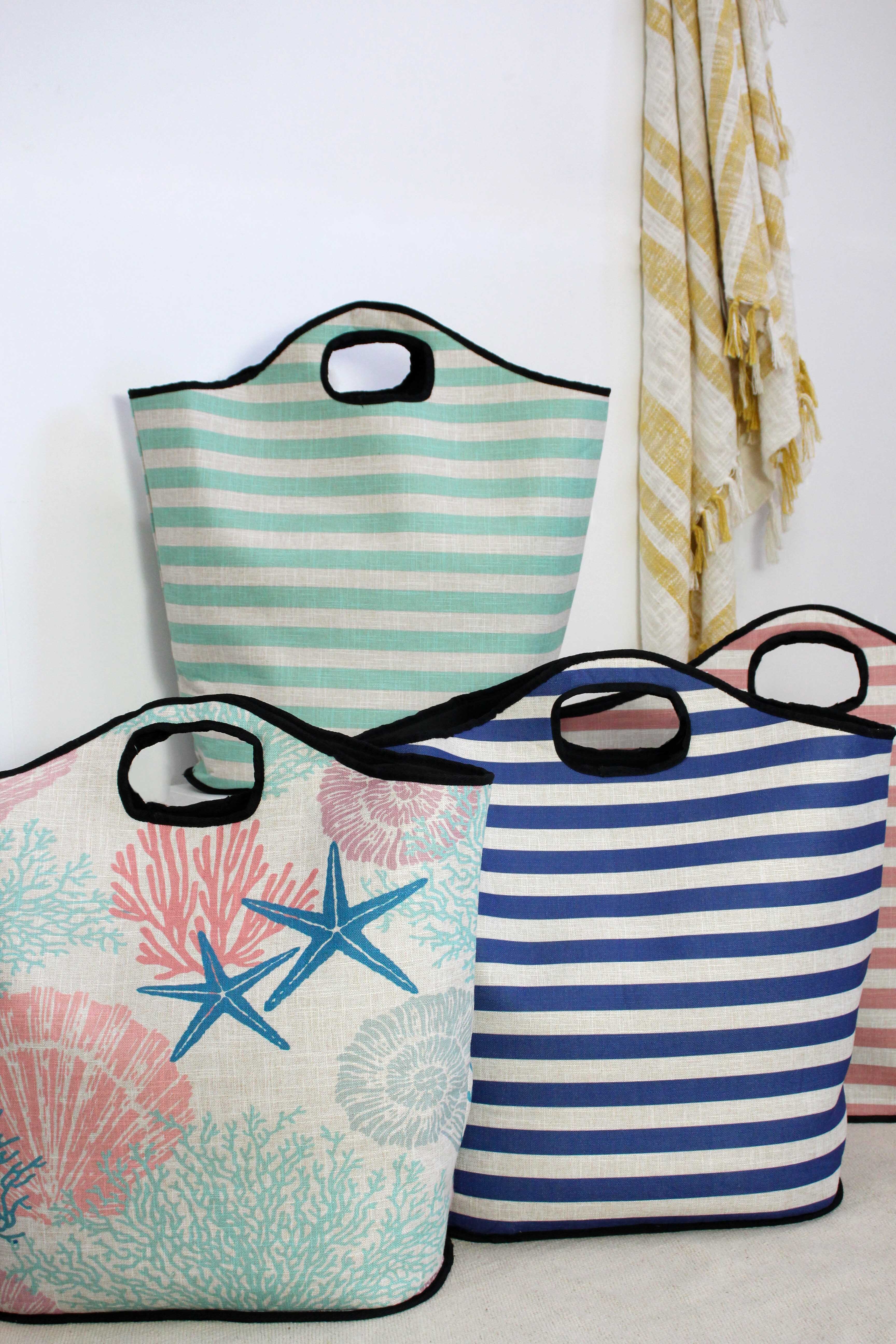 Beach Bag Aqua Stripe