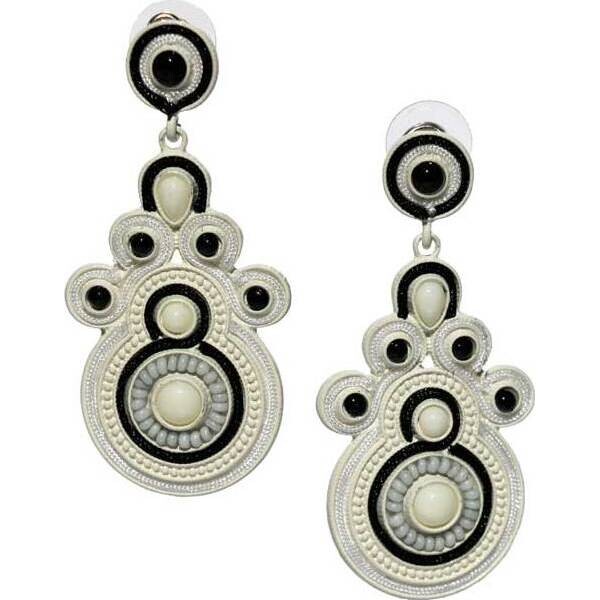 Earring Black White Circle