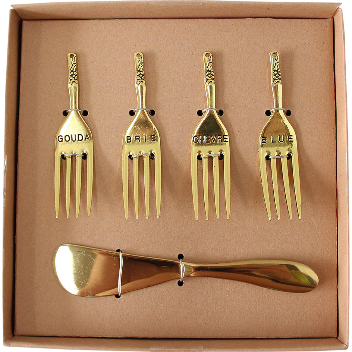 Spreader & Cheese Fork Set Brass