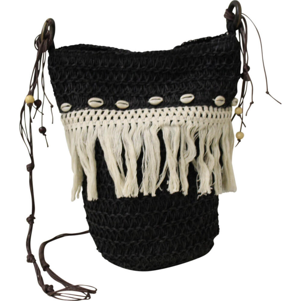 Bag Tote Crotchet Fringe/Shell Black/Nat