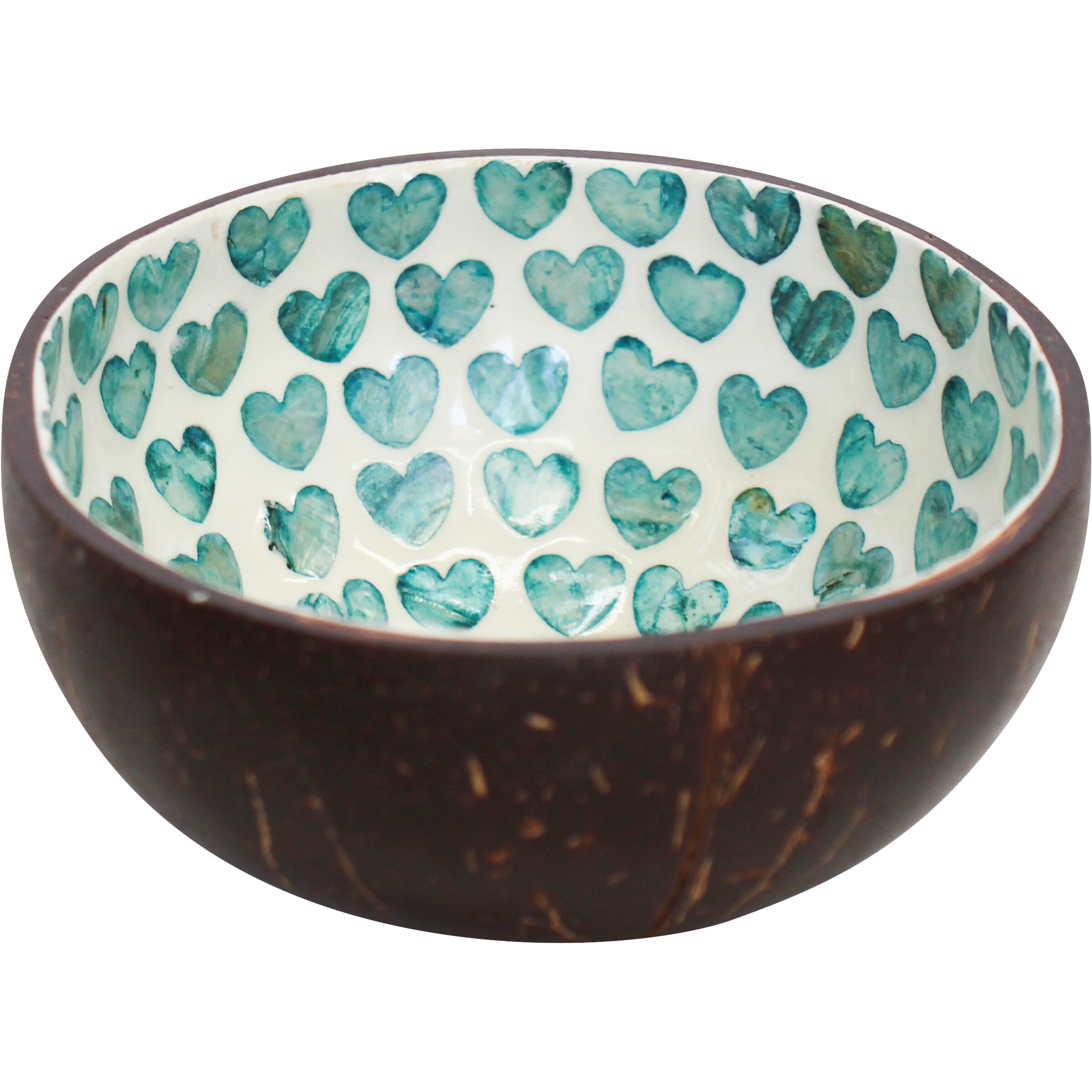 Coconut Bowl Heart Turquoise