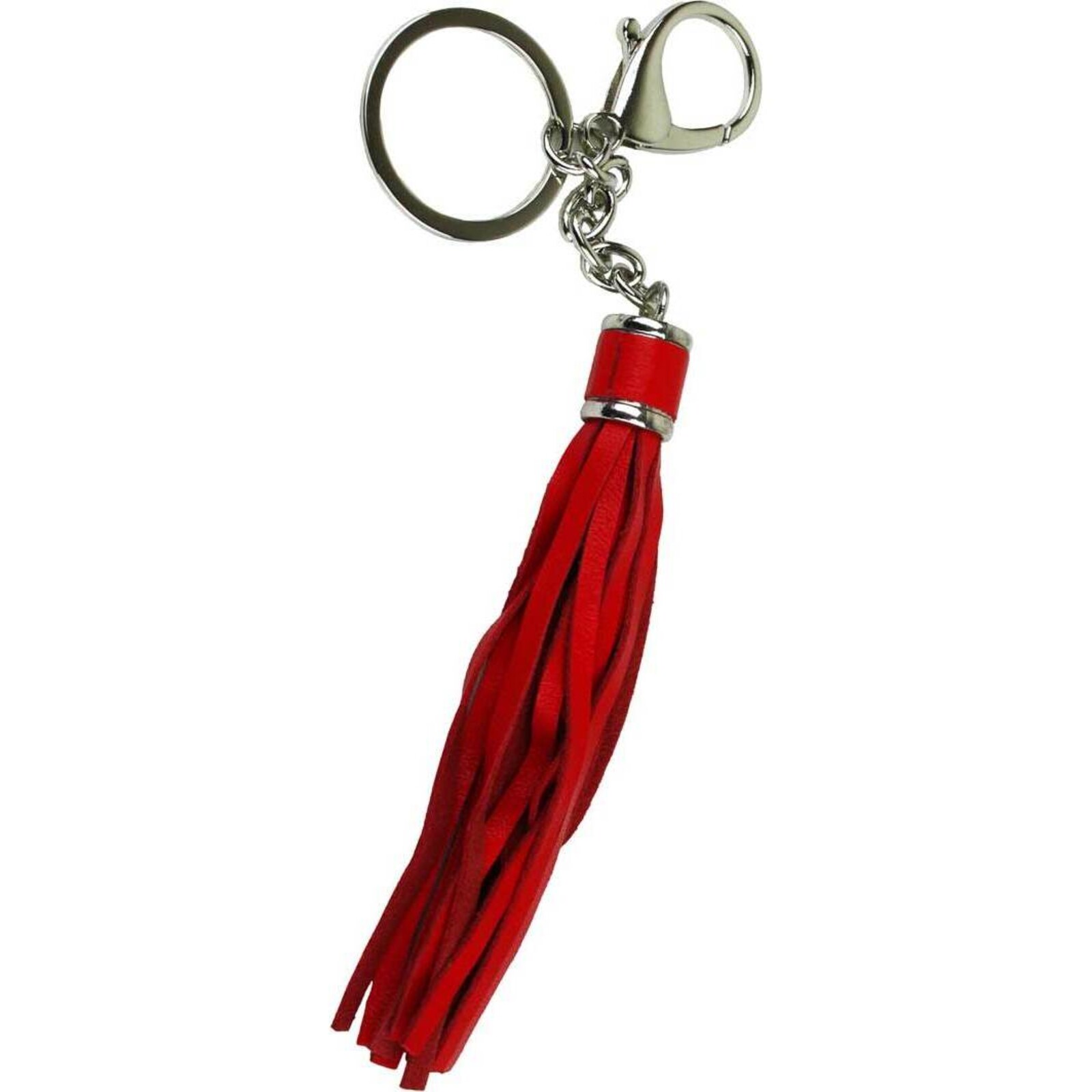 Leather Tassel Keychain Red