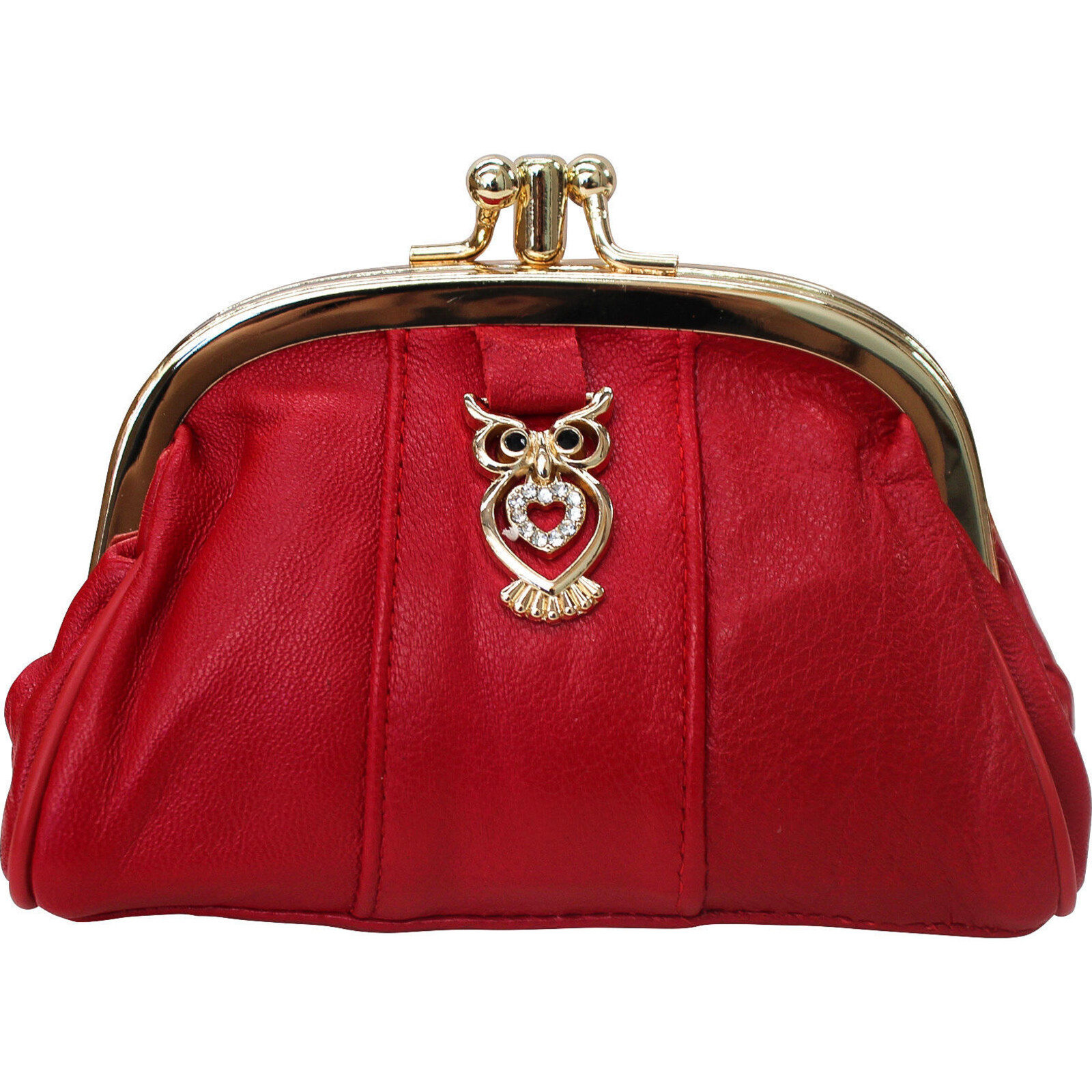 Leather Purse Owl Red