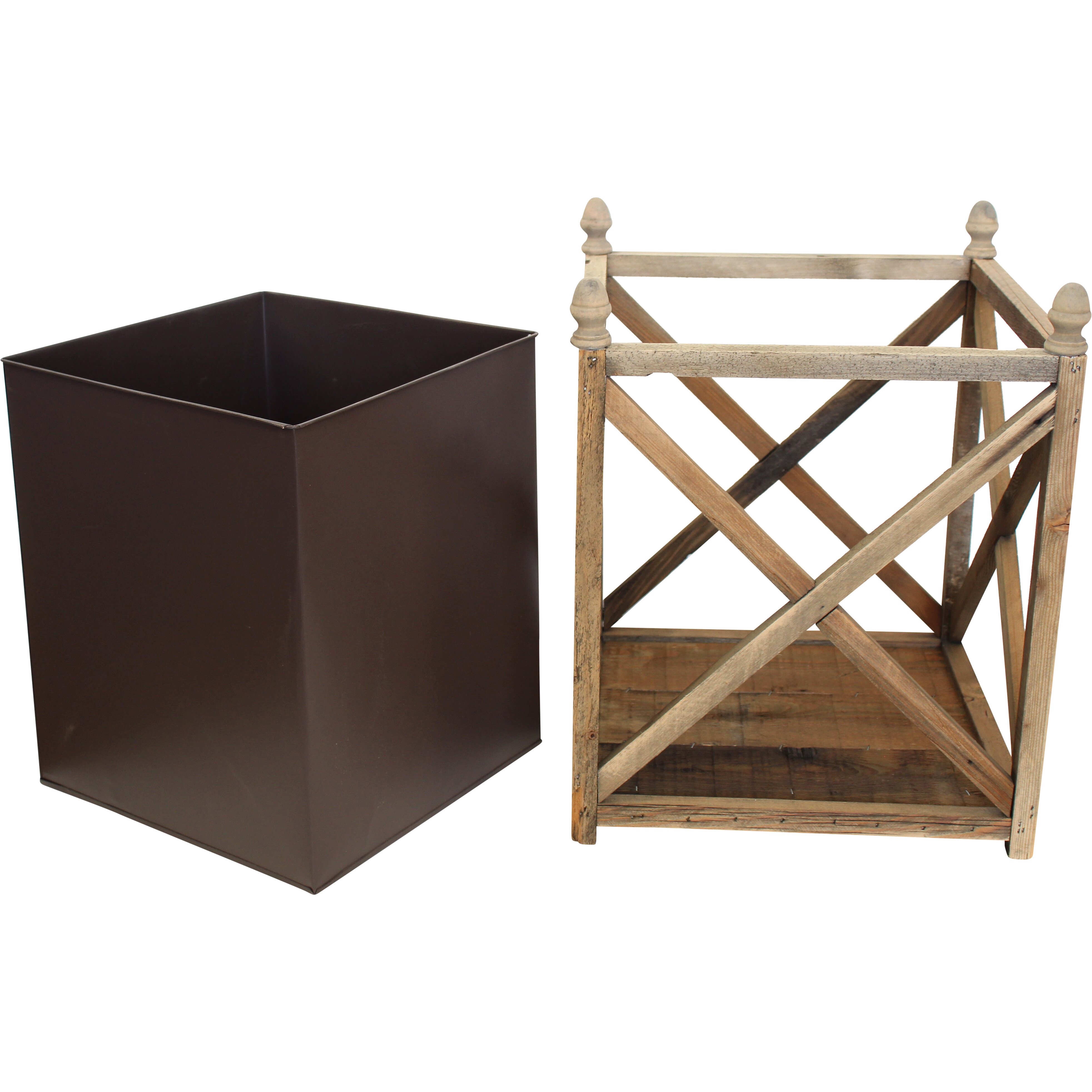 Lrg Metal S/2 Planters Rustic