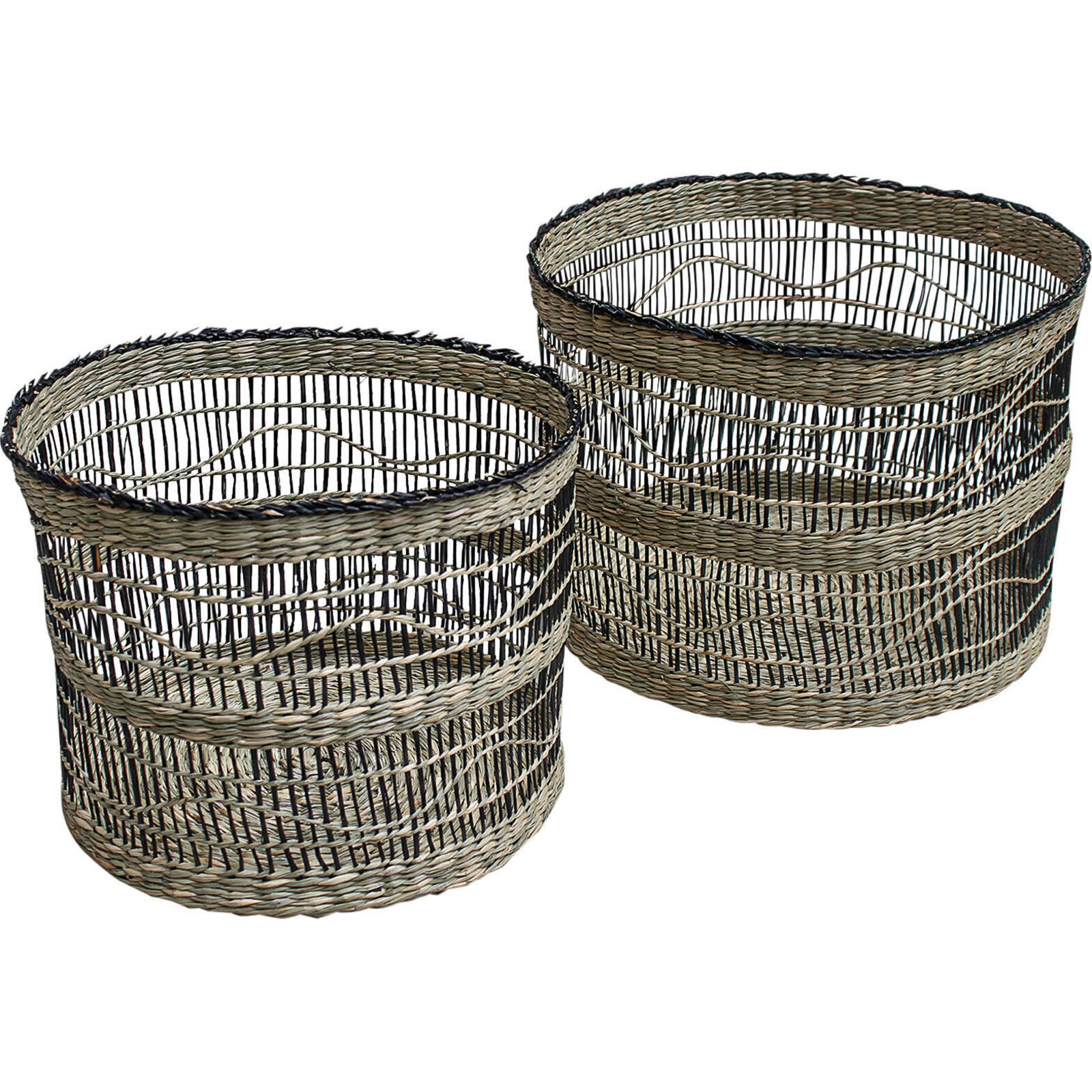 Woven Seagrass Round Basket S/2