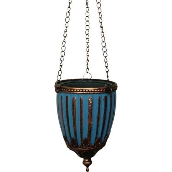 Hanging Votive Ribb Curve Blue