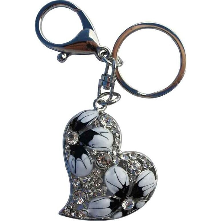 Keyring - Diamonte Flower Heart