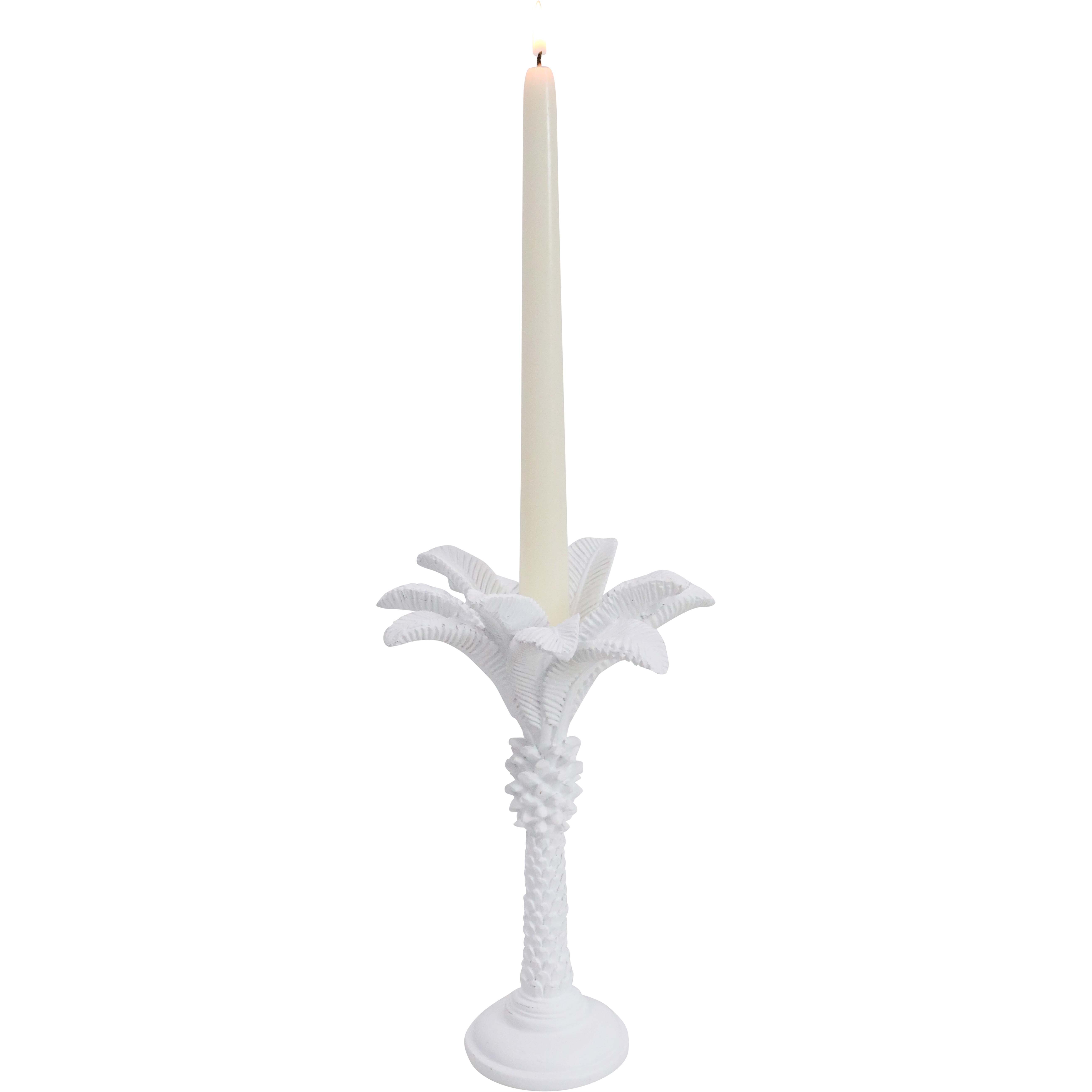 Queen Palm Candle Holder Lrg White