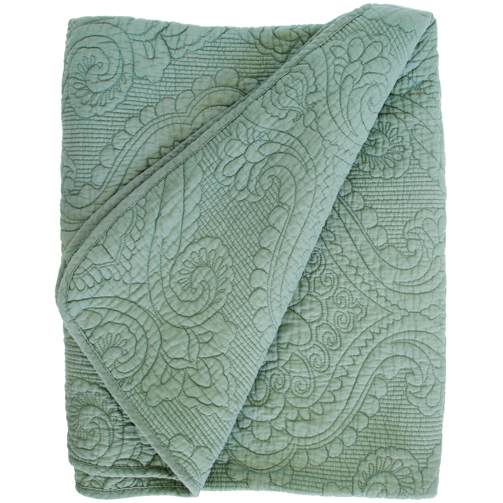 Quilted Throw/ Bedspread Olive