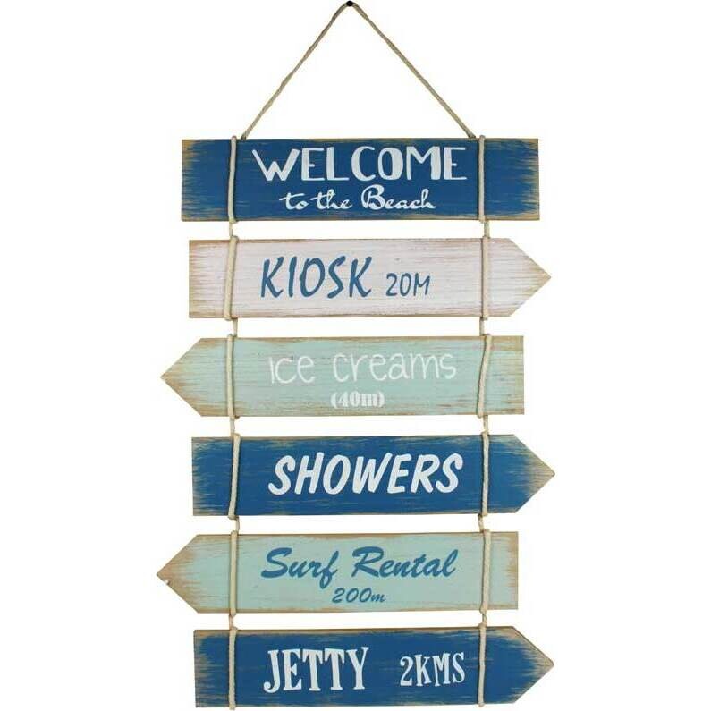 Sign Beach Directions Dark Blu