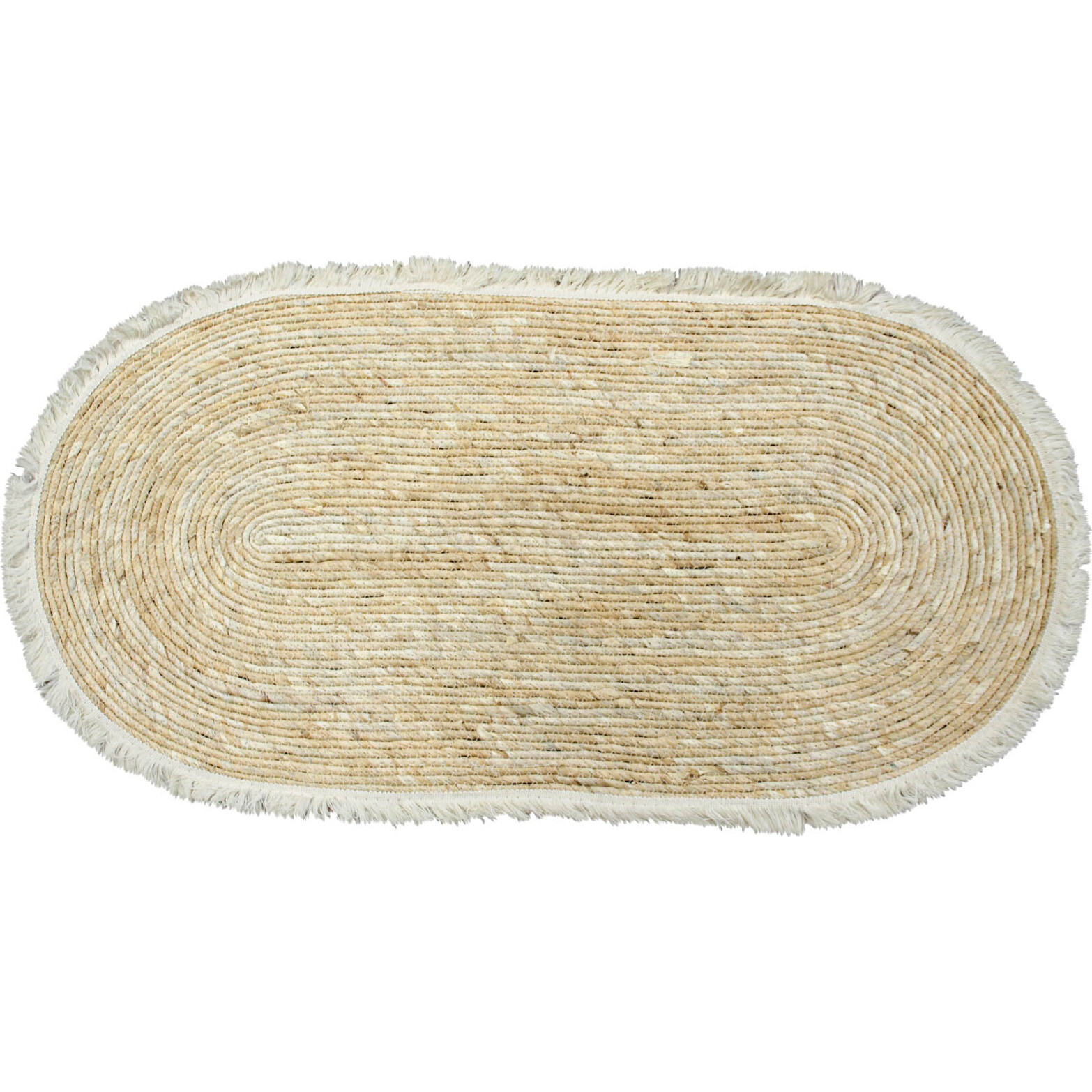 Rug Oval Bleach Fringe