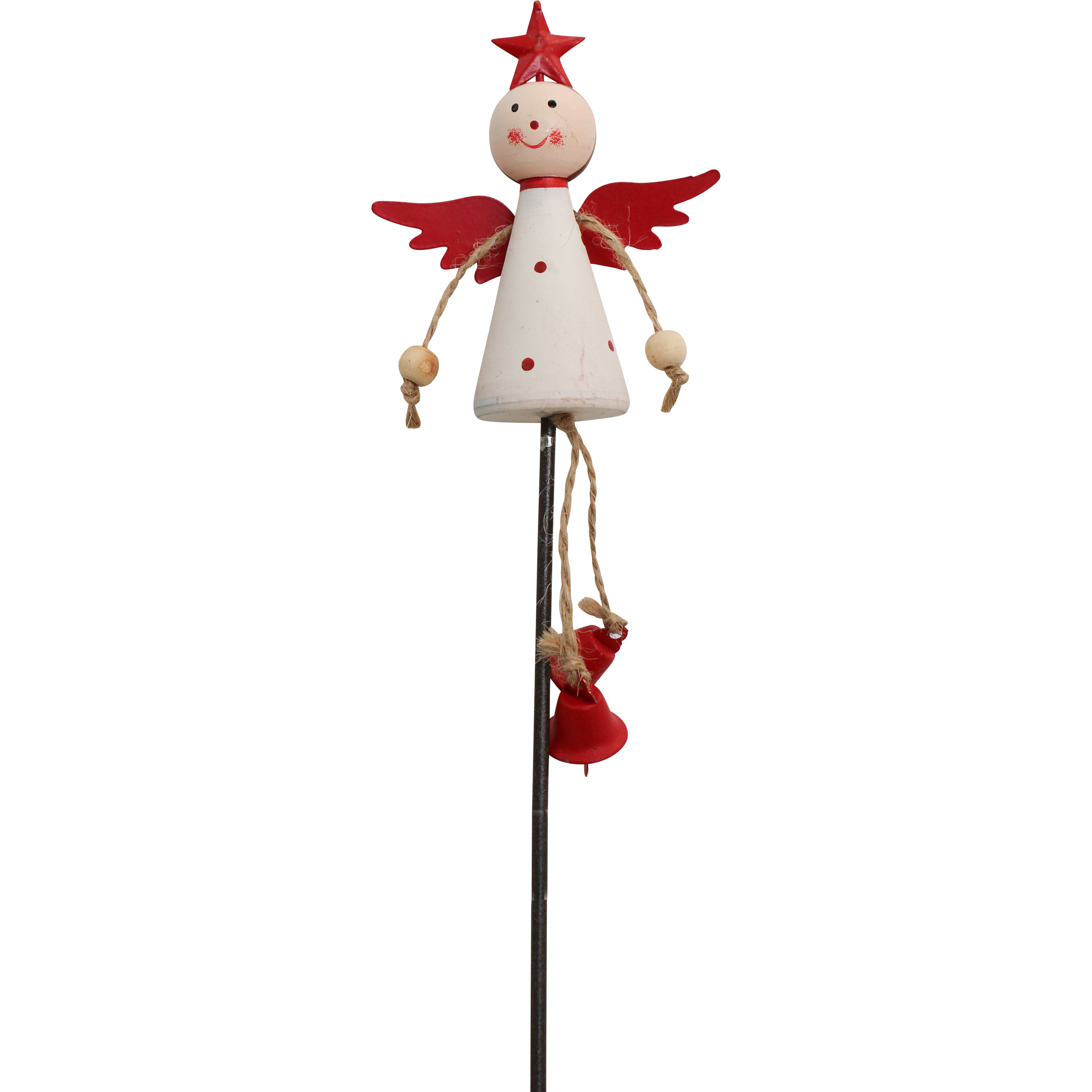 Pot Stake Angel White/ Red Star