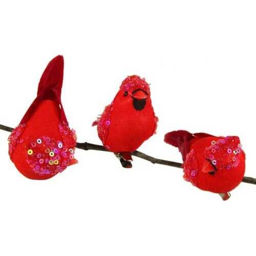 Clip Bird Glitter Red 