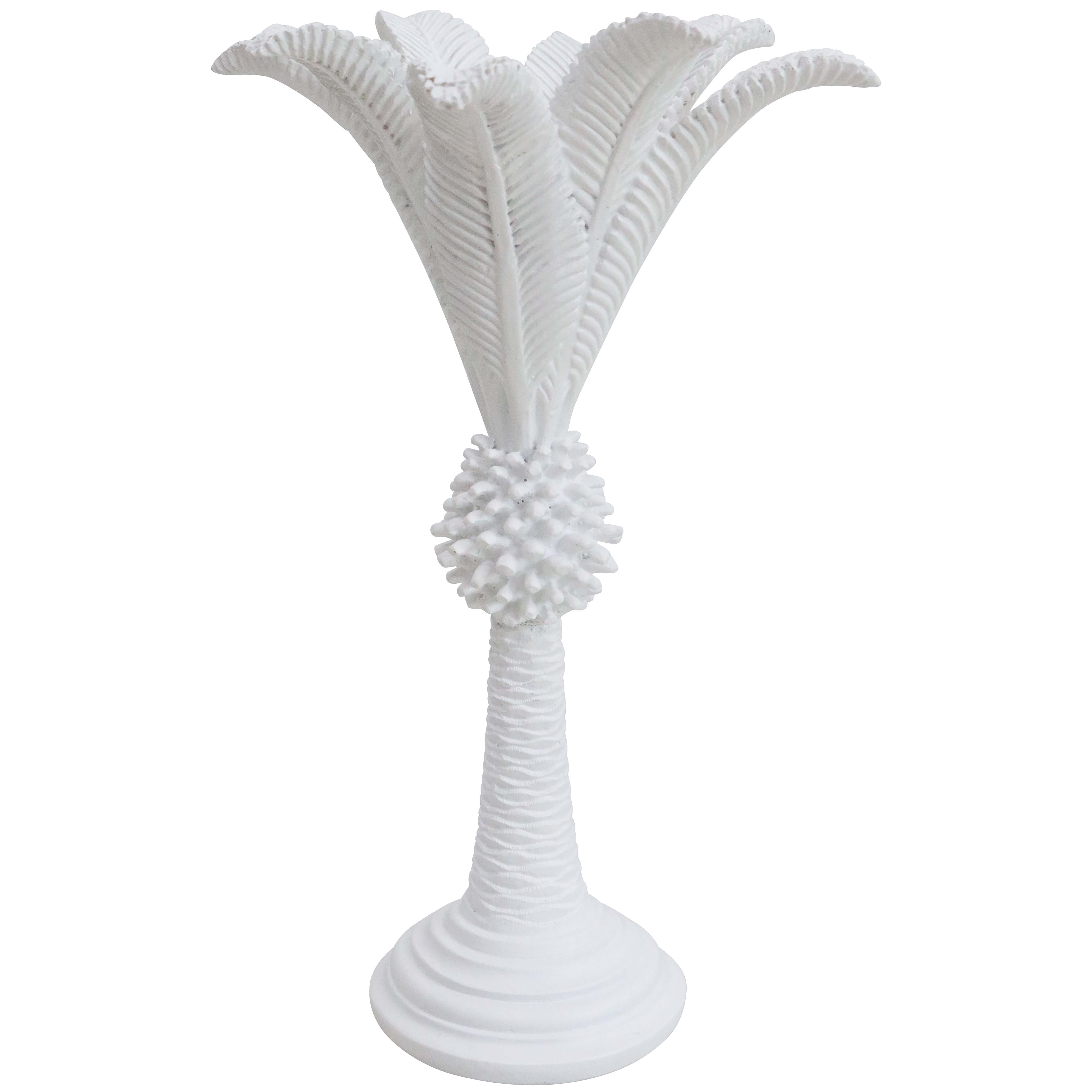 Queen Palm Candle Holder White Med