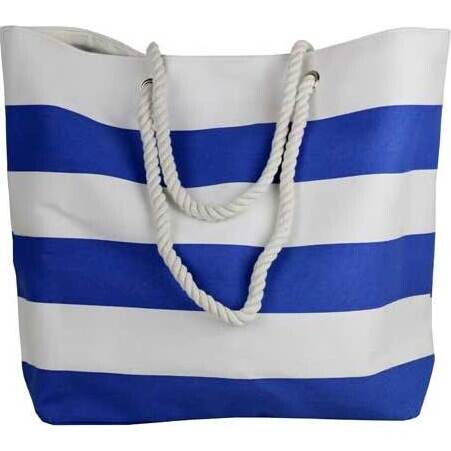 Beach Bag Ocean Blue Striped Canvas