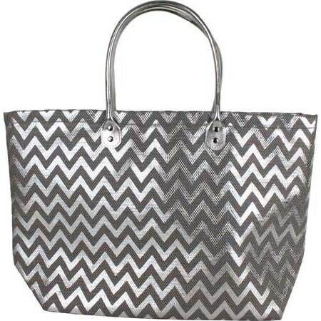 Tote Bag SILVER Chevron 