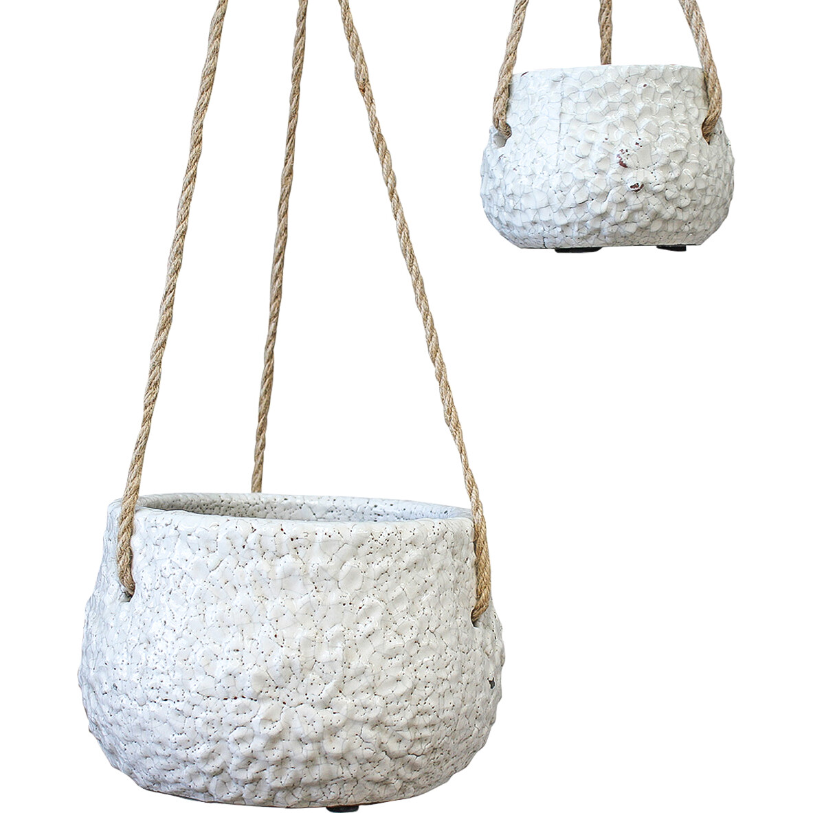 Hanging Pot S/2 Flower White