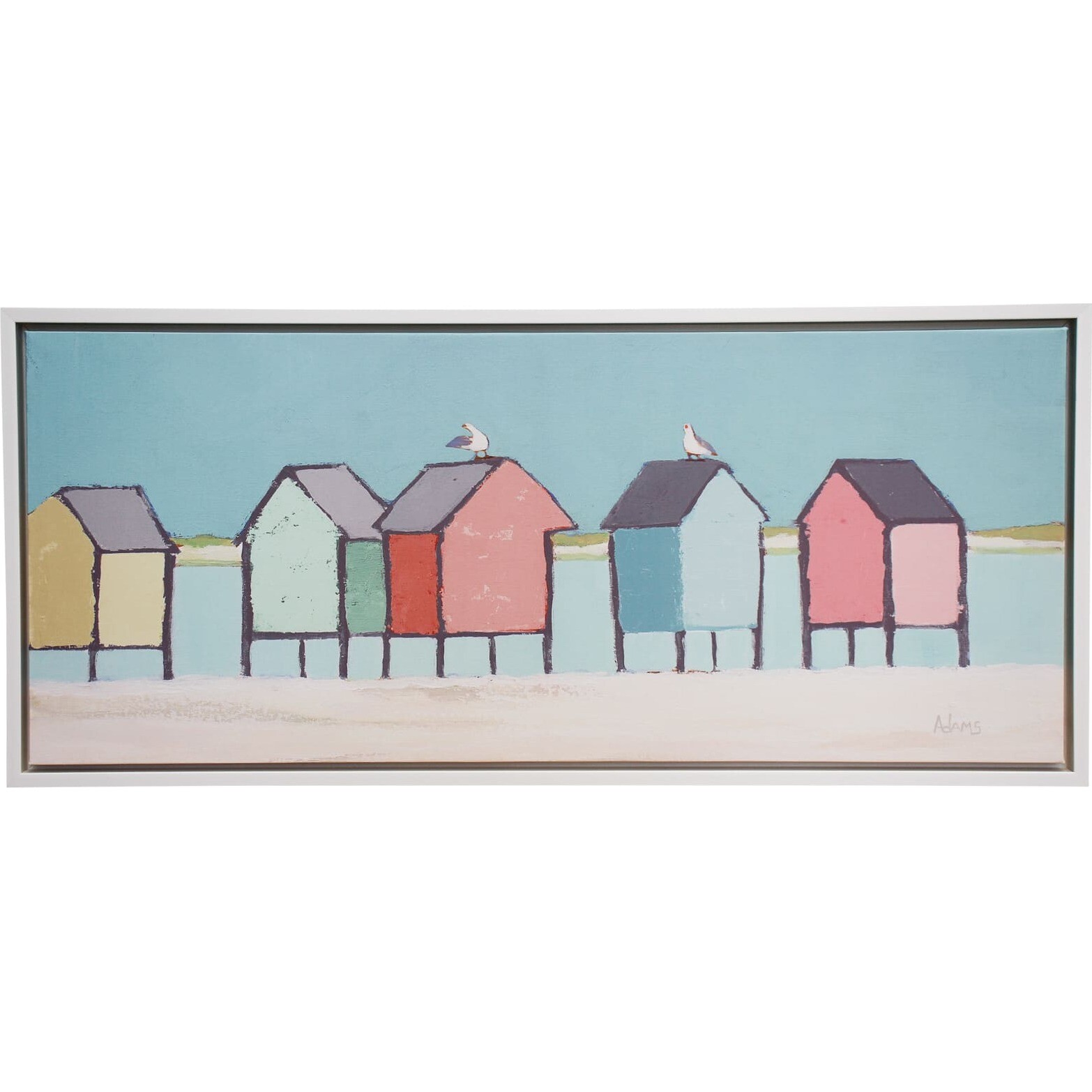 Framed Canvas Beach Huts