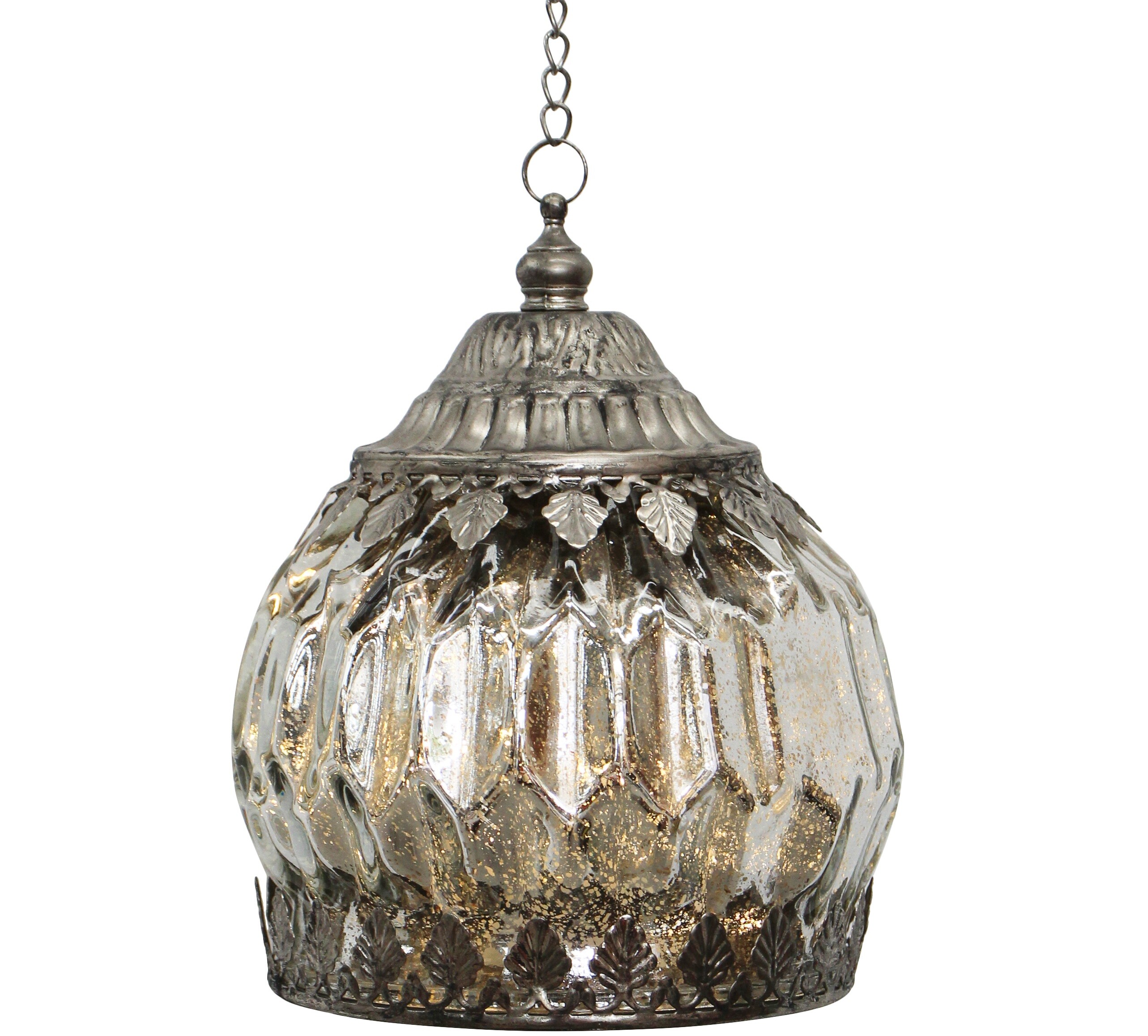 Lantern LED Bauble Silver