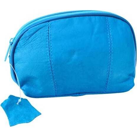 Leather Pouch Purse - Blue