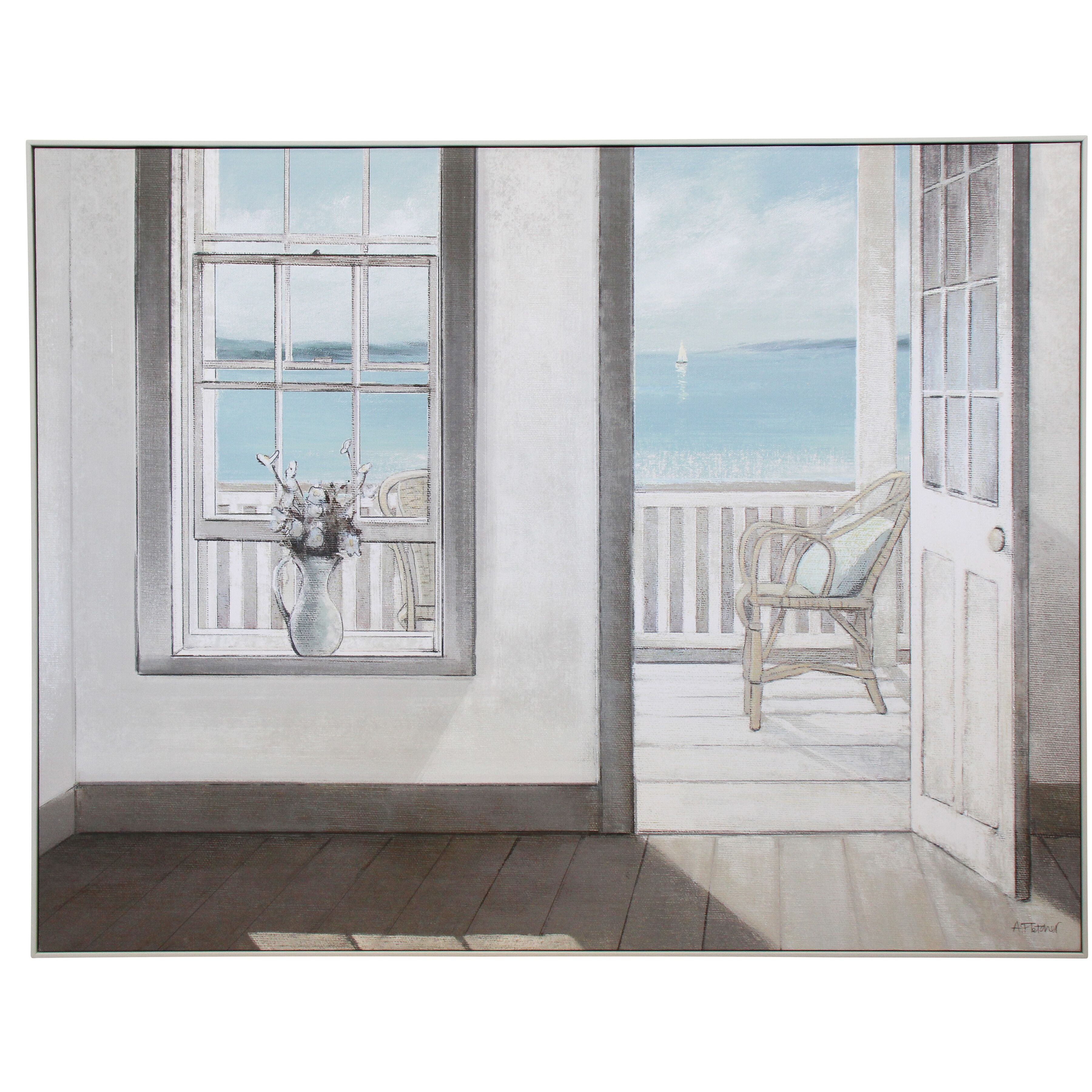 Framed Canvas Coastal View 1