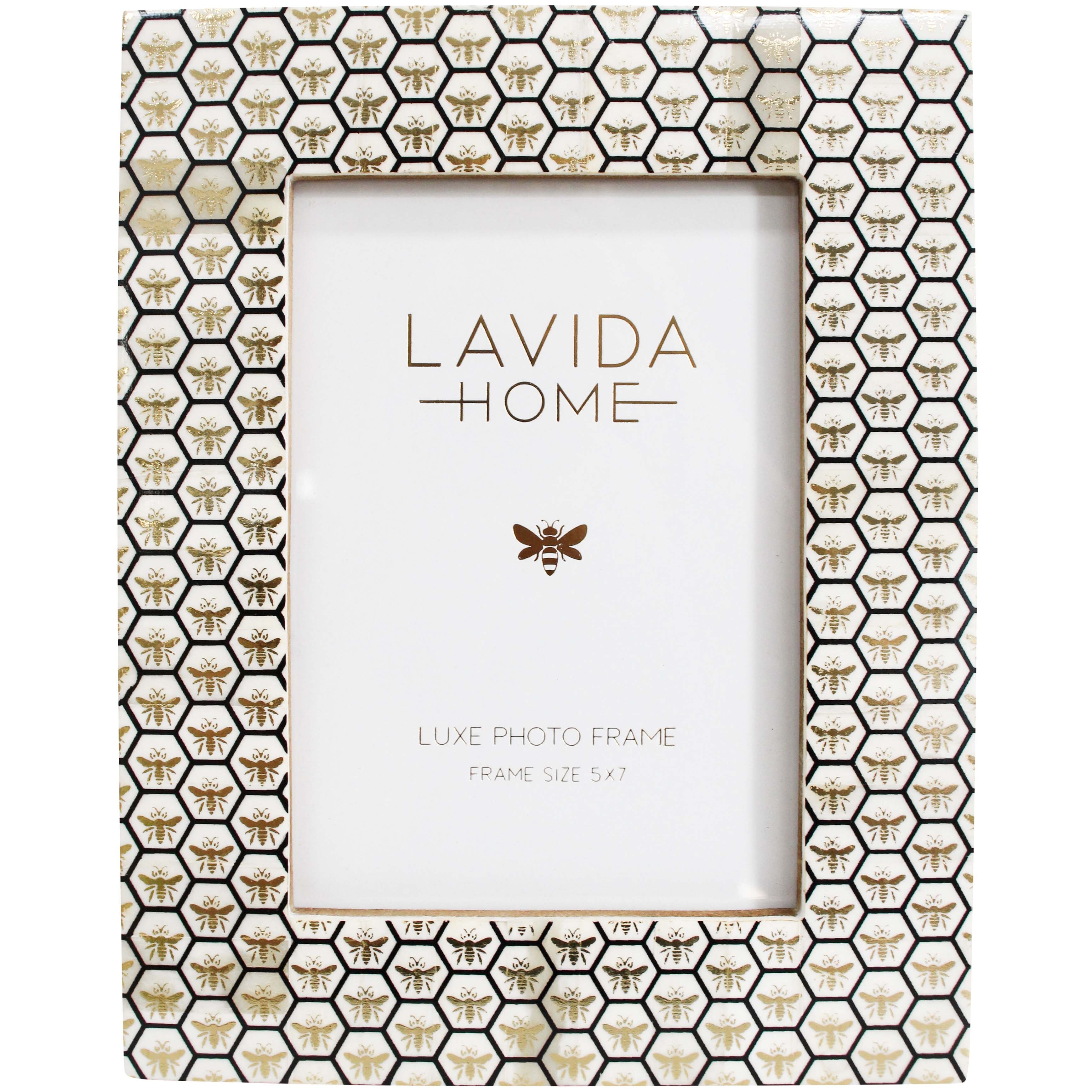 Photo Frame Bee Real Gold /Bone 5x7