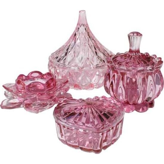 Glass Trinket Box Blush Pink