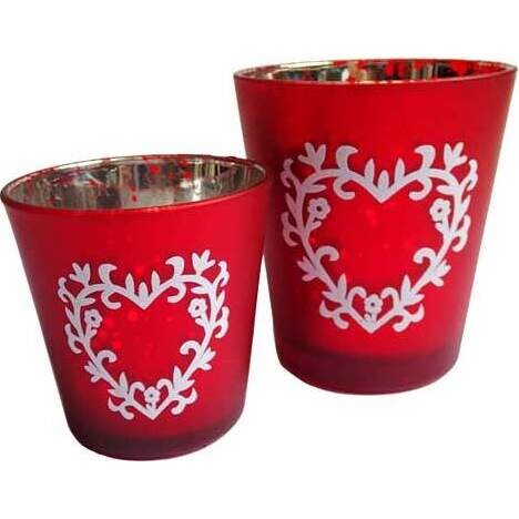 Votive Red Leaf Heart Large